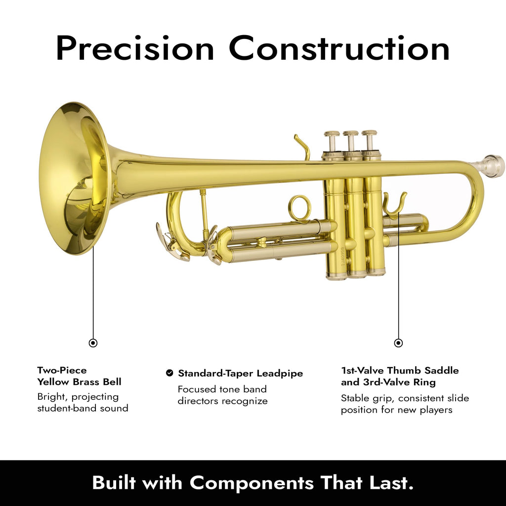 Bb Trumpet with Yellow Brass Bell and Stainless Steel Valves V3188