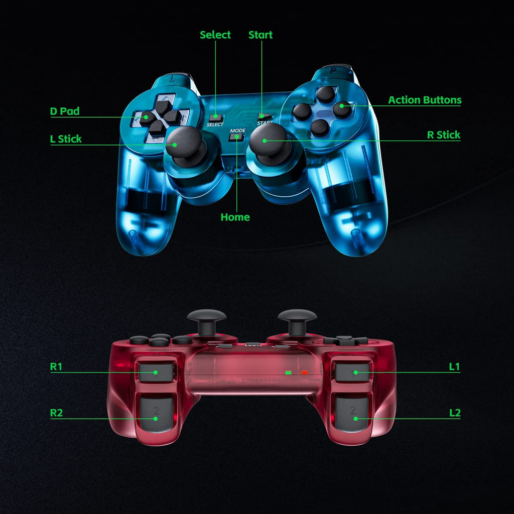 Wireless Controller Double Vibration ClearBlue and ClearGreen X643