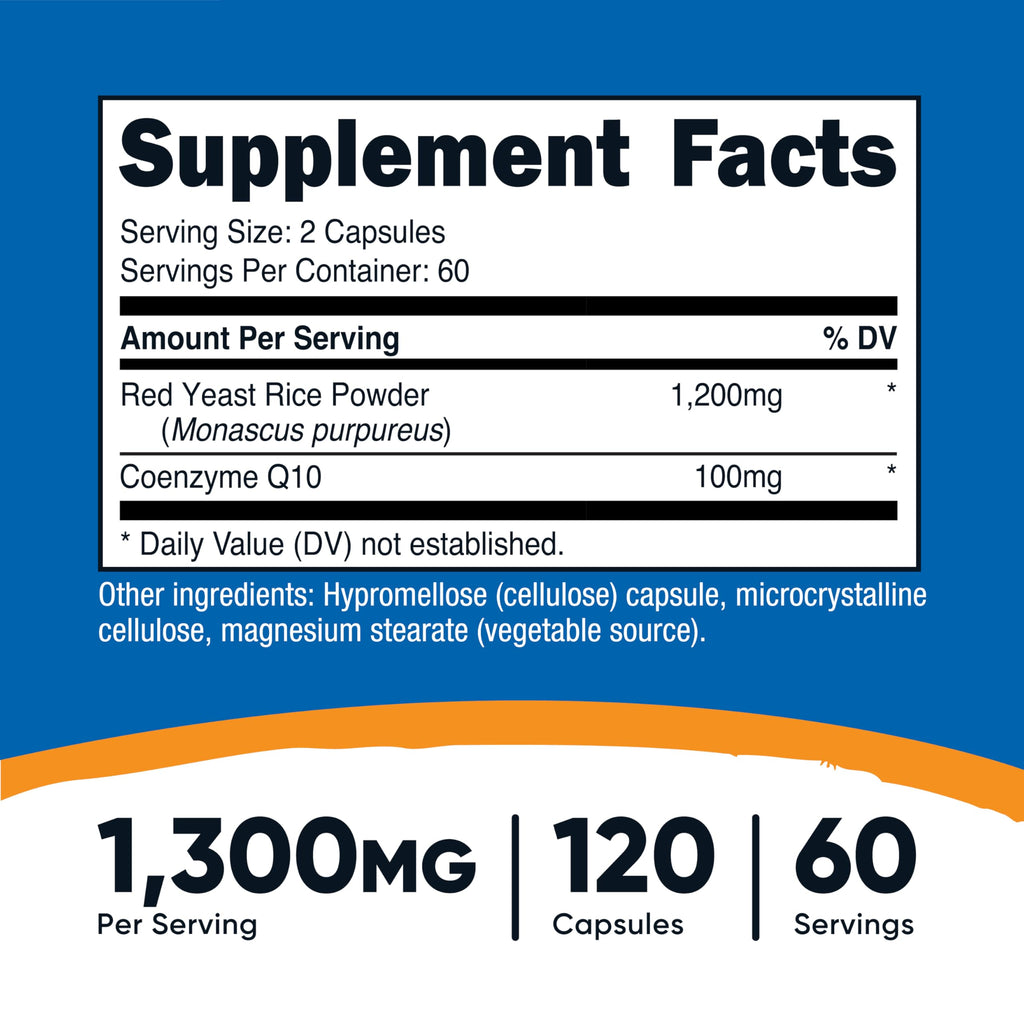 Red Yeast Rice with CoQ10 1300mg 120 Capsules H5304