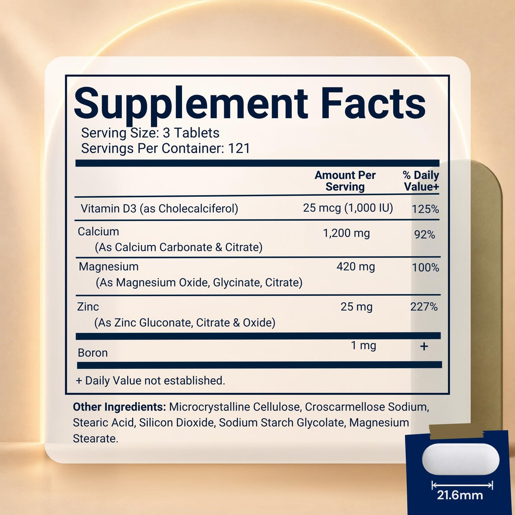 Calcium Magnesium Zinc D3 Boron 365 Coated Tablets Supplement Q99425