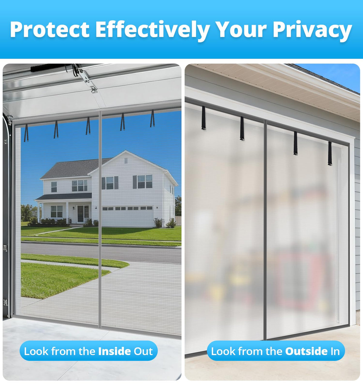 16x8FT Sliver Grey Magnetic Garage Door Screen with Fiberglass Mesh D62233