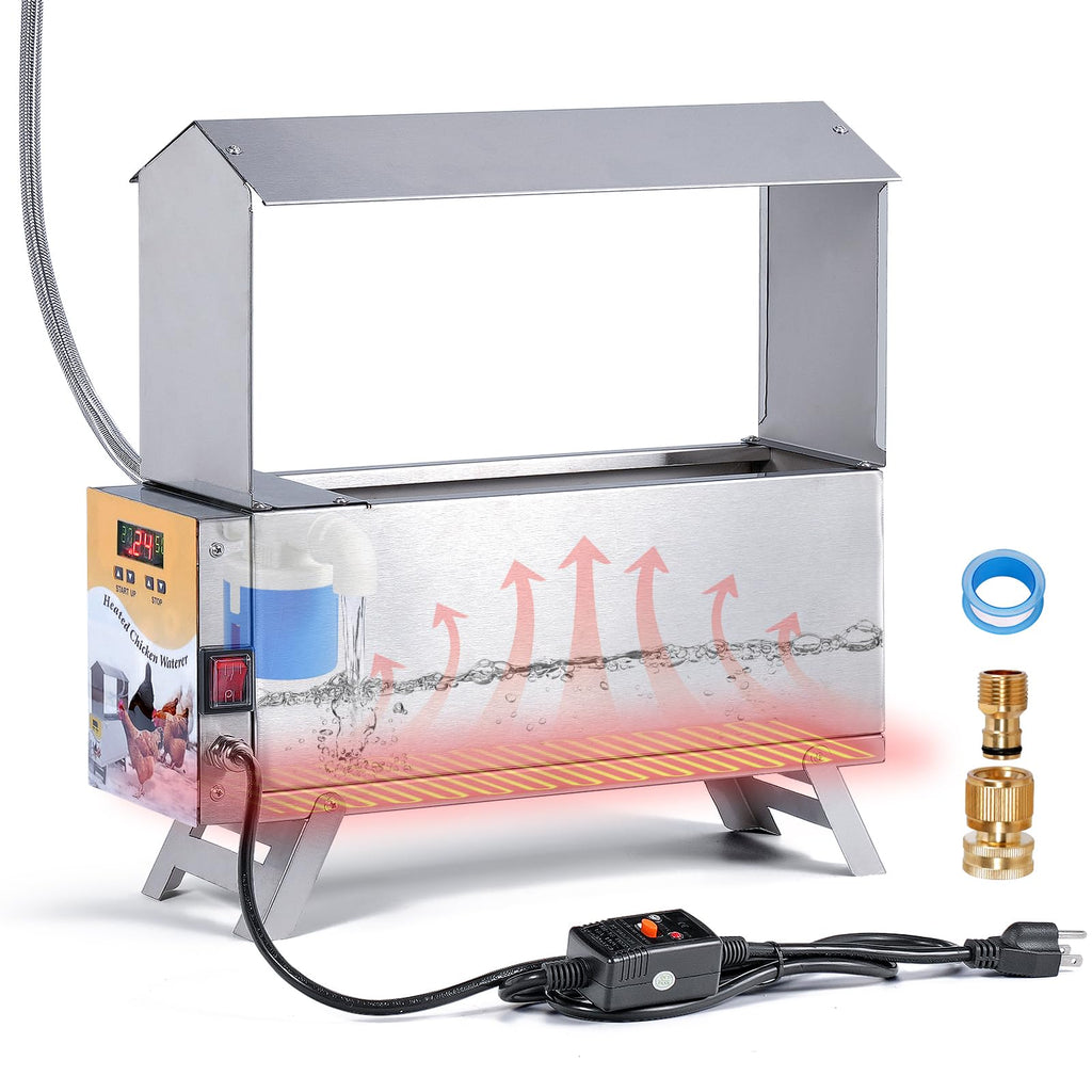 Heated 2 Gallon Stainless Steel Chicken Waterer Q717783