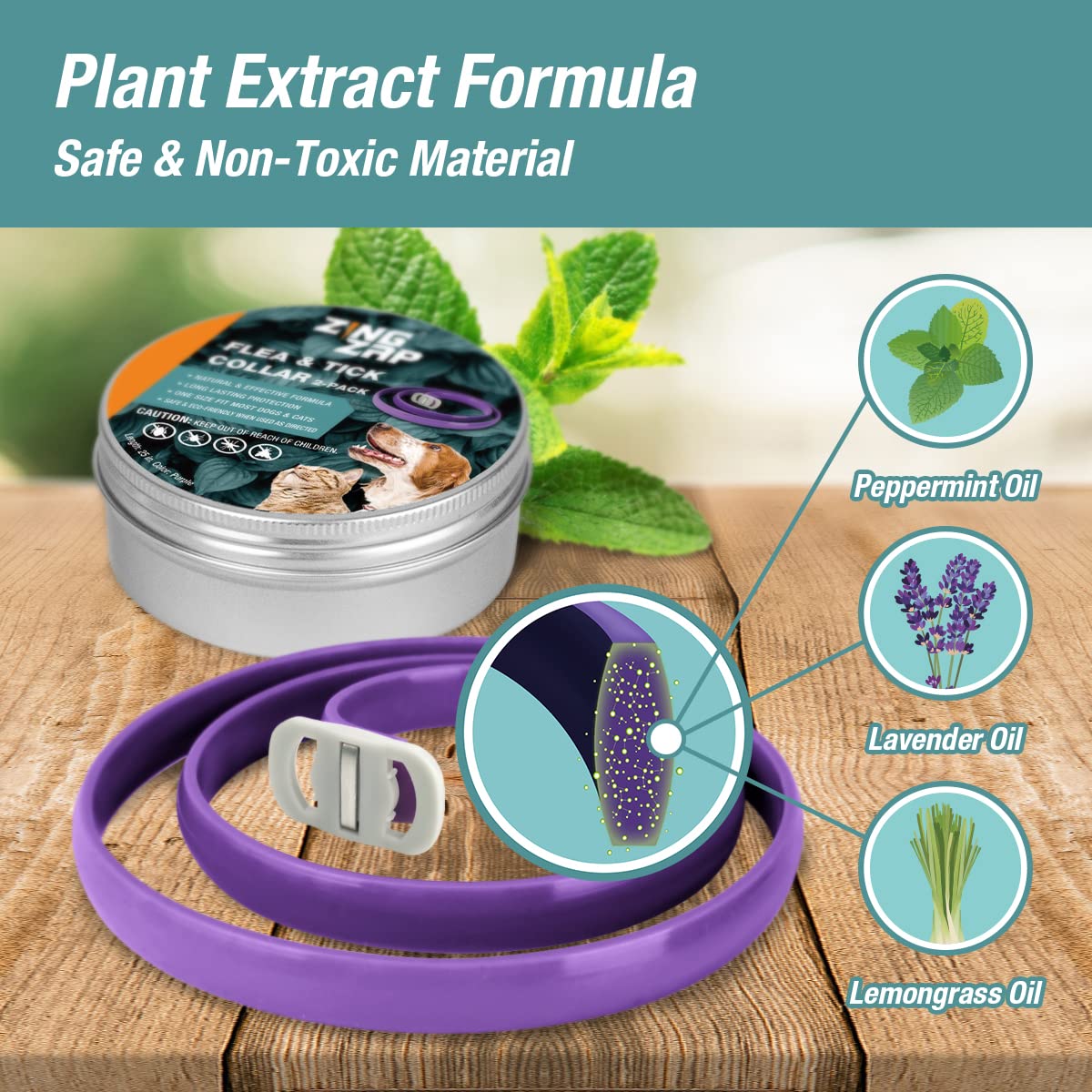 Flea & Tick Collar Plant Powered Blue 2-Pack K107