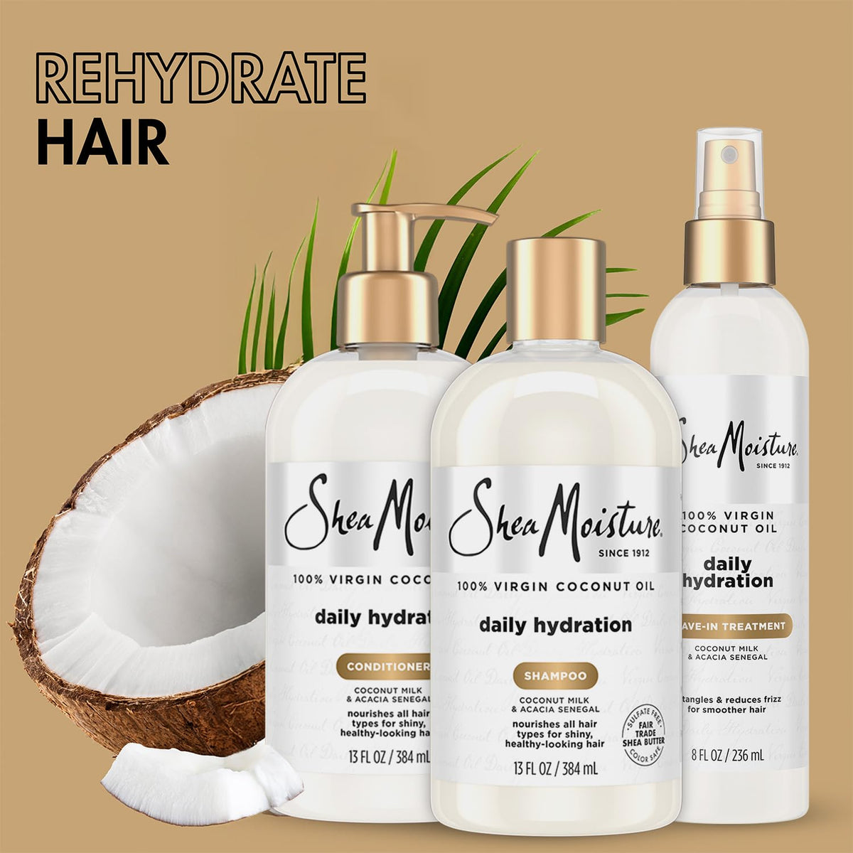 Shampoo & Conditioner + Leave-in Treatment Coconut Oil 3 Piece Set N45300