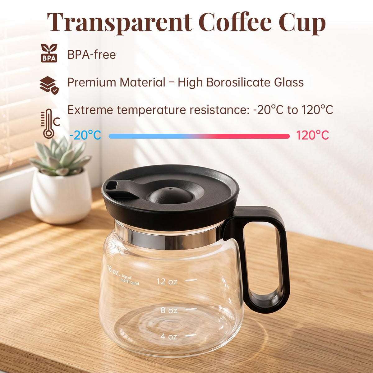 2 Pack 16oz Clear Glass Coffee Mug with Lid and Straw A200504