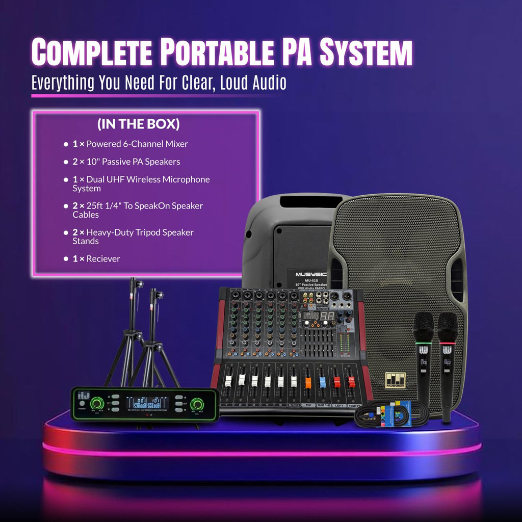 10" UHF PA System with Wireless Microphone G2346