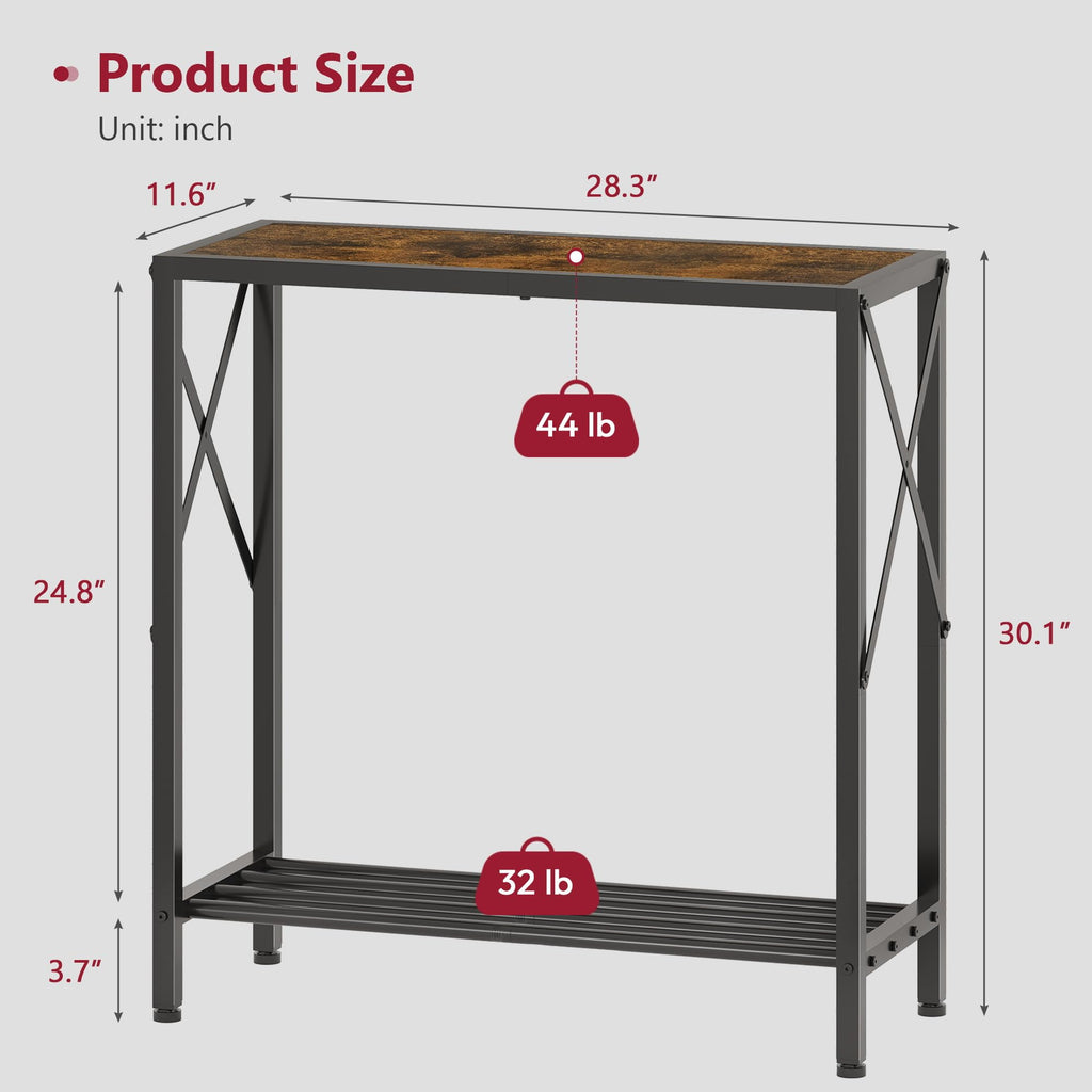 Console Table 2 Tier Narrow Rustic Brown B624384