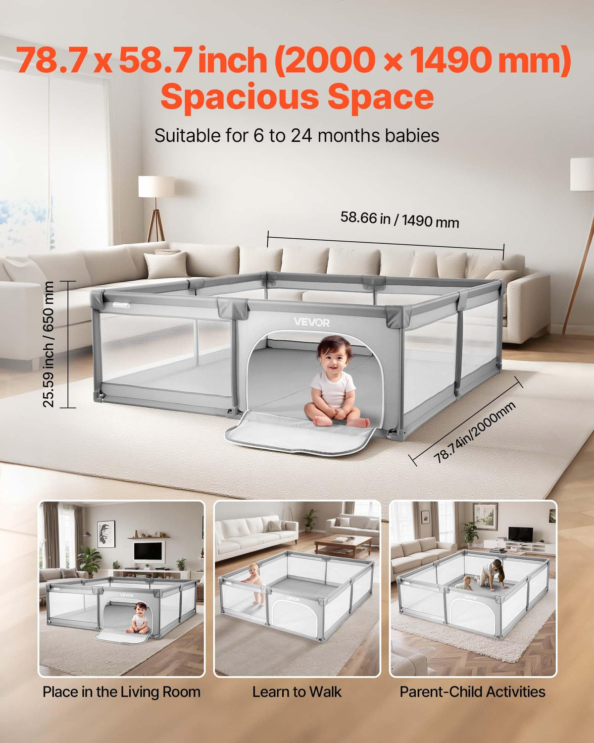 78.7″ x 58.7″ Baby Playpen with 50 Ocean Balls J91447