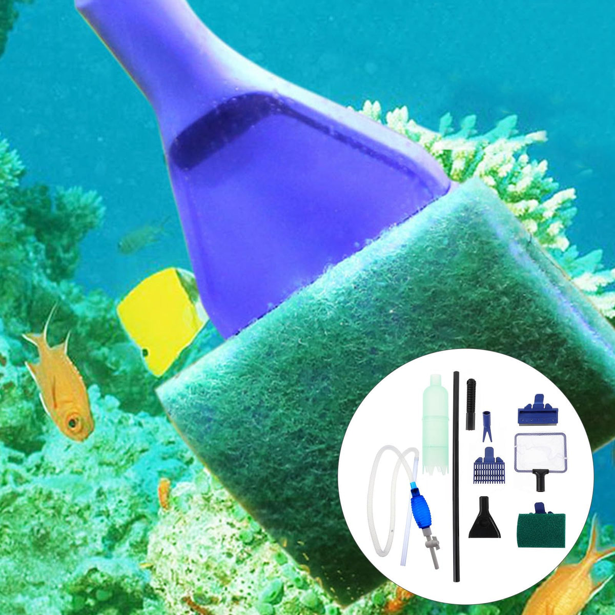Fish Tank Water Changer Tool with Cleaning Brush Set M797420