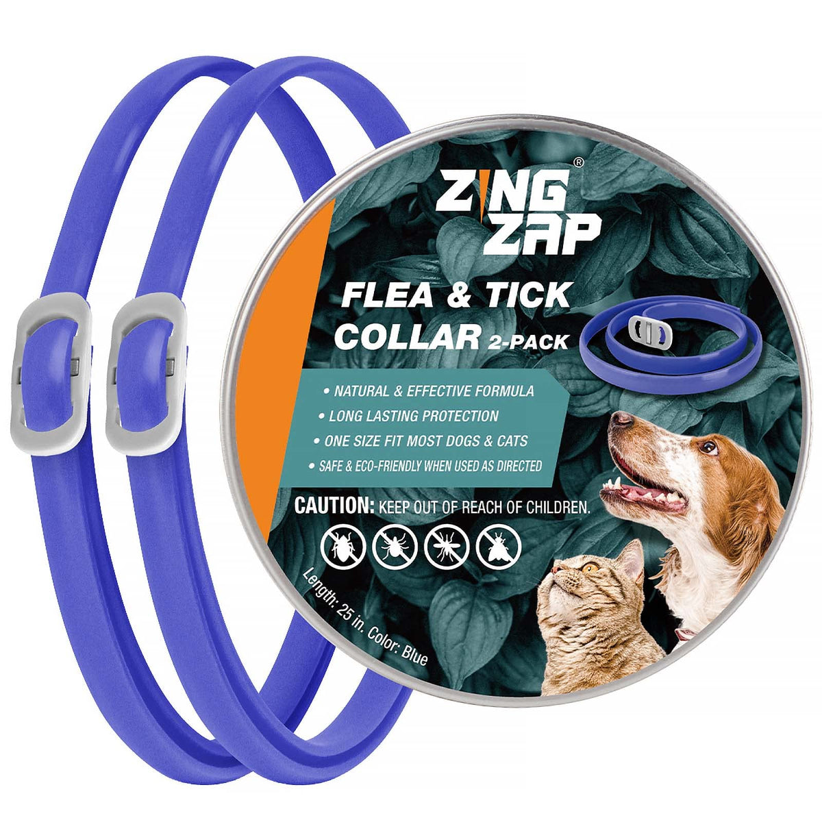 Flea & Tick Collar Plant Powered Blue 2-Pack K107