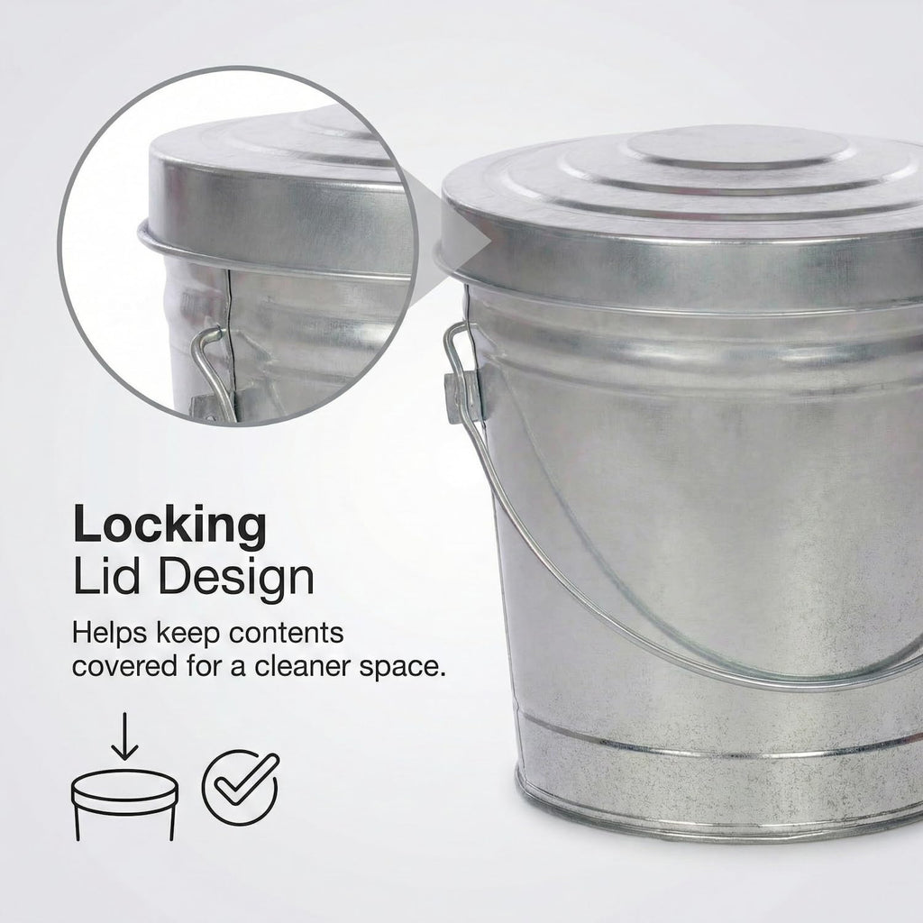 6 Gallon Galvanized Metal Trash Can with Locking Lid Z160