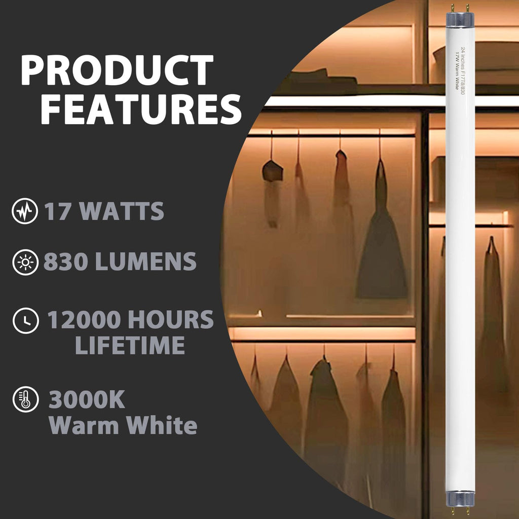 24 inch Warm White Fluorescent Tube Light 8 Pack S295953