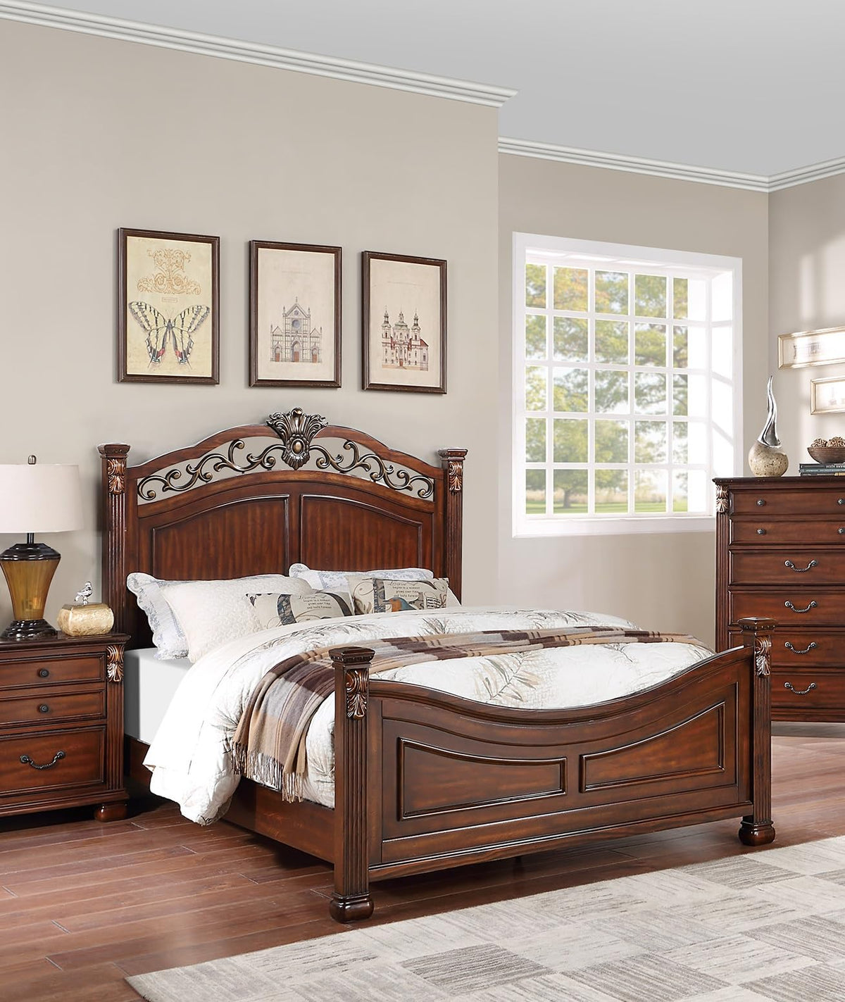 California King Size Bed with Headboard and Footboard L264
