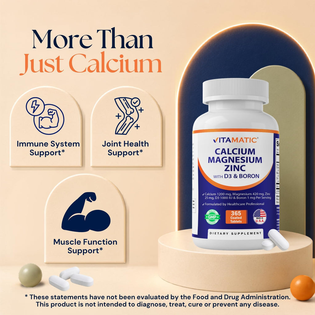 Calcium Magnesium Zinc D3 Boron 365 Coated Tablets Supplement Q99425