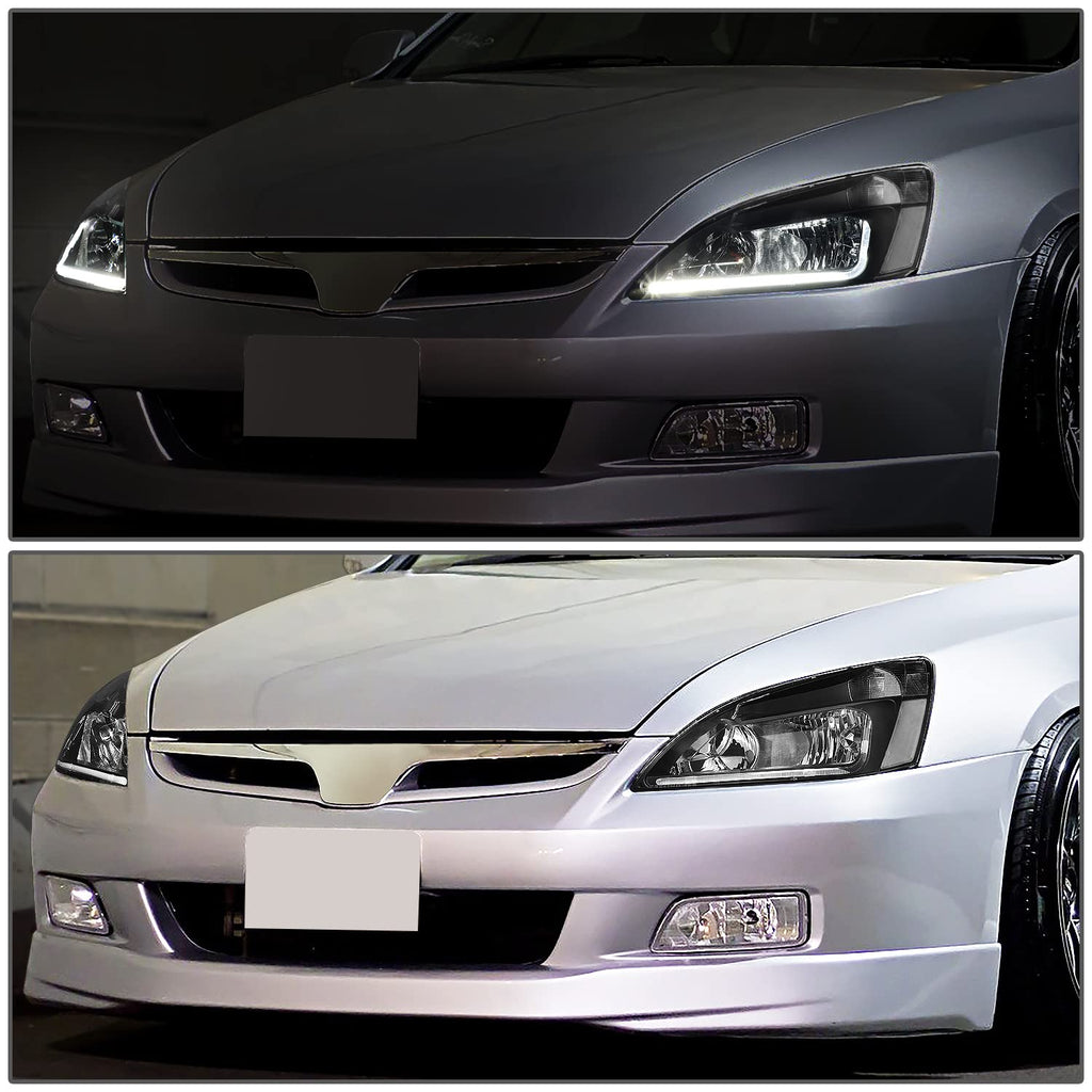 Black Headlight Assembly with LED Day Running Light P6038