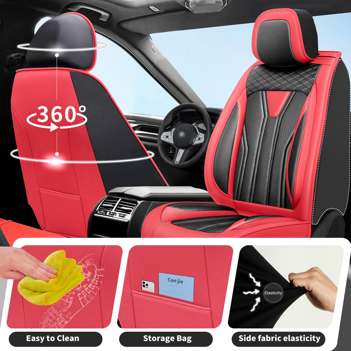 Car Seat Covers Red & Black F312