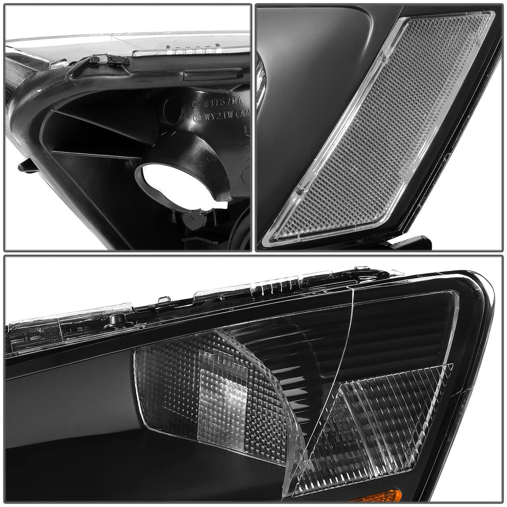 Black Headlight Assembly with LED Day Running Light P6038