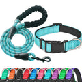 Reflective Padded Dog Collar with Neoprene, Medium, Turquoise J151