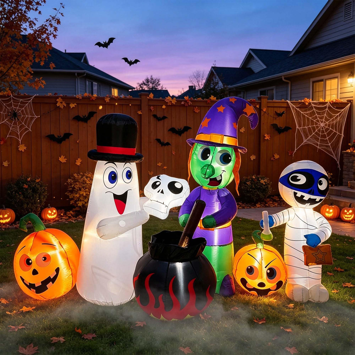 8 FT Halloween Inflatable Witch Ghost Mummy Combo Decorations D386977