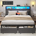 Rustic Grey Full Bed Frame with Charging Station E86919