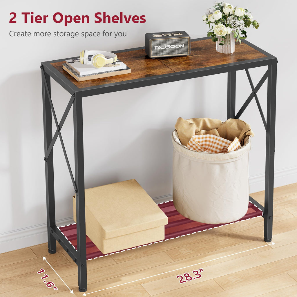 Console Table 2 Tier Narrow Rustic Brown B624384
