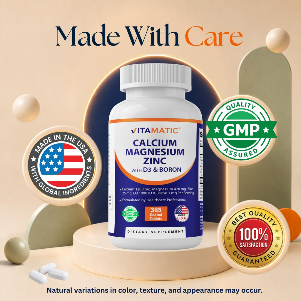 Calcium Magnesium Zinc D3 Boron 365 Coated Tablets Supplement Q99425