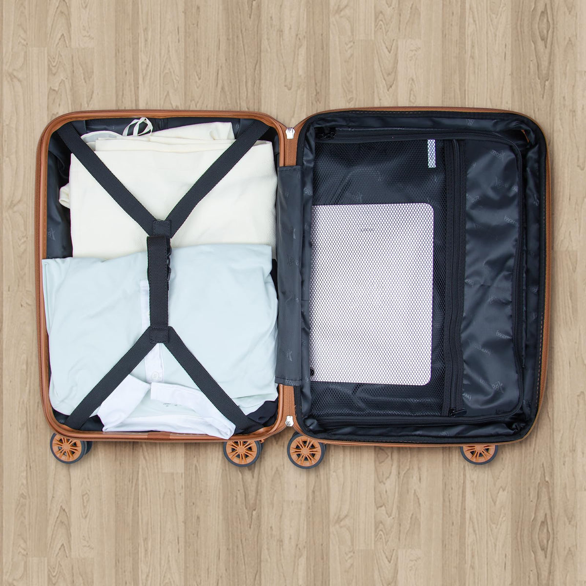Expandable 21" Carry On Hardshell Luggage with Spinner Wheels, White I89407