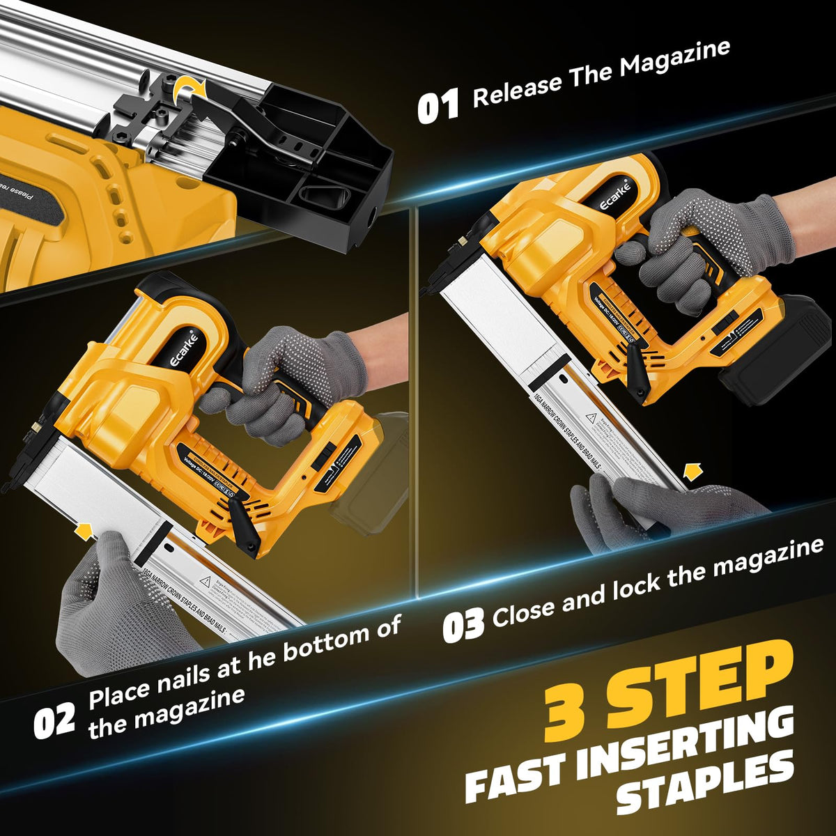 Cordless 2 in 1 Electric Nail Gun Staple Gun with 18GA Nails F693218