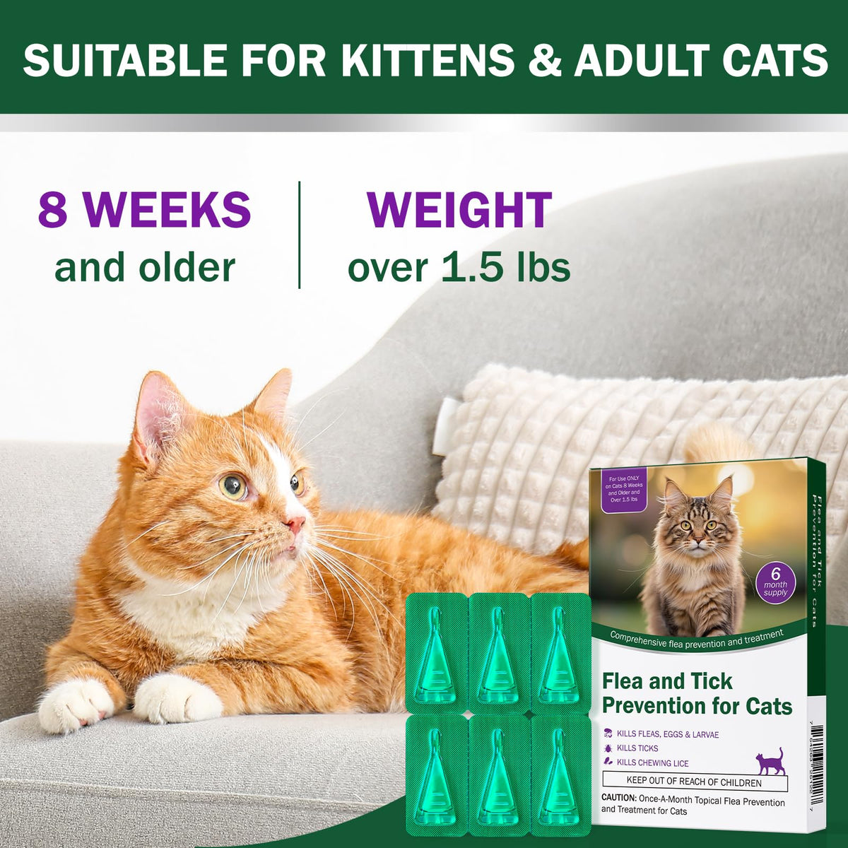 Flea and Tick Prevention for Cats Over 1.5 lbs C1574