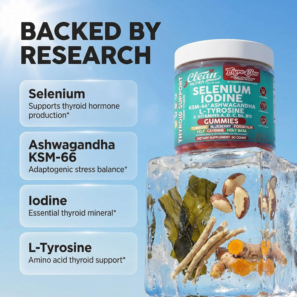 Thyroid Support Gummies Selenium Iodine Ashwagandha Turmeric Blueberry U3985