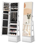 360° Swivel Lockable Jewelry Cabinet with Full Length Mirror J299752