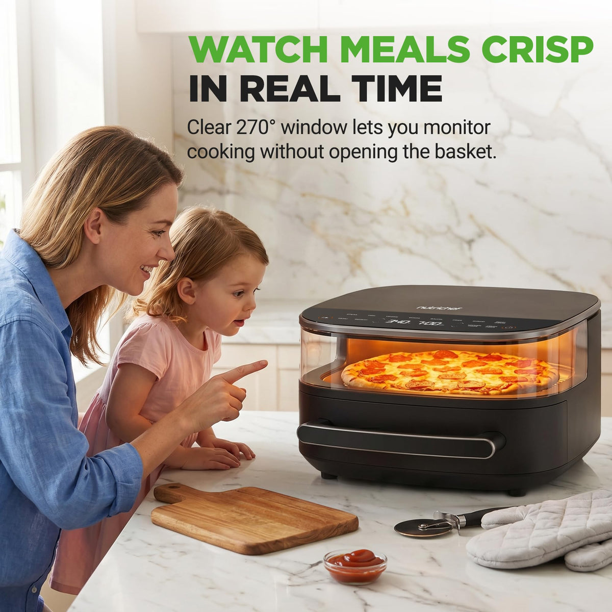 6 Quart Extra Large Air Fryer with 11-in-1 Cooking Presets Grey J92687