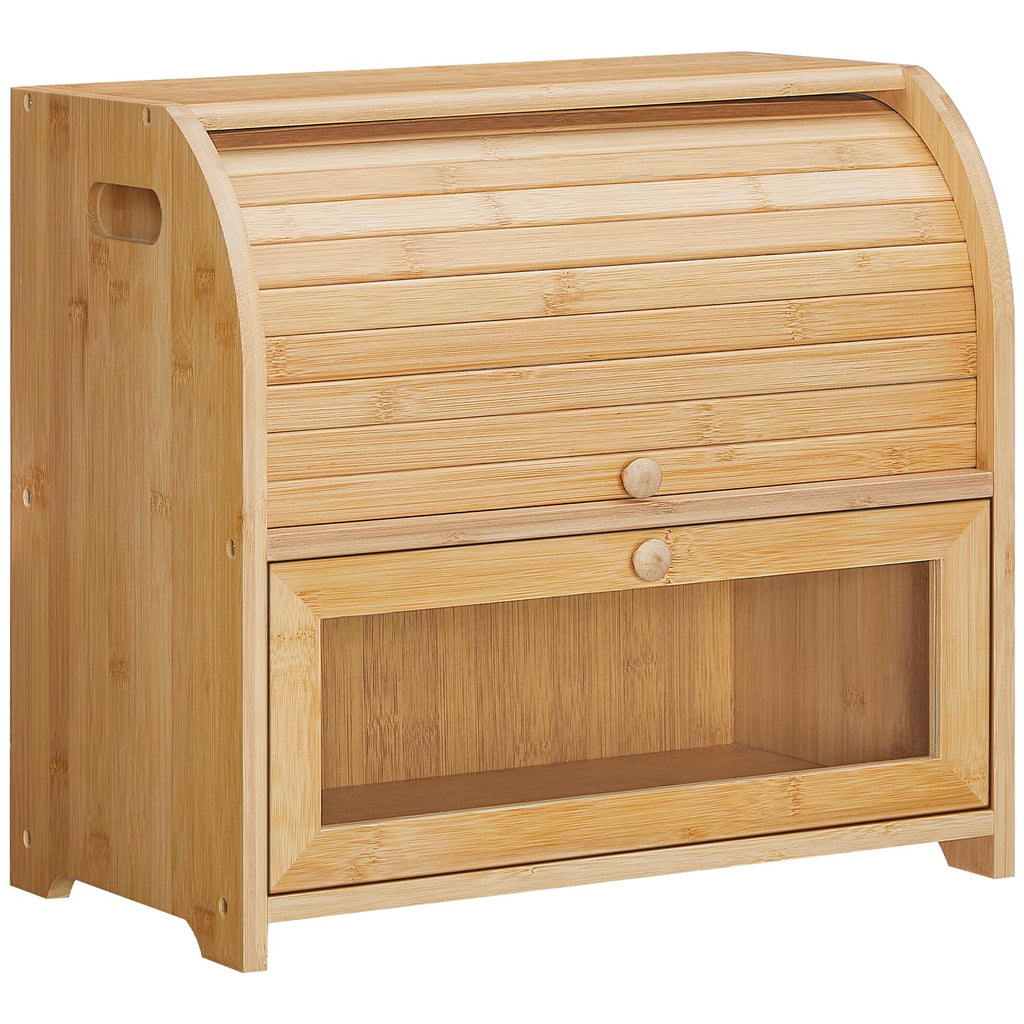 Bamboo 2 Tier Roll-Top Bread Box S440490