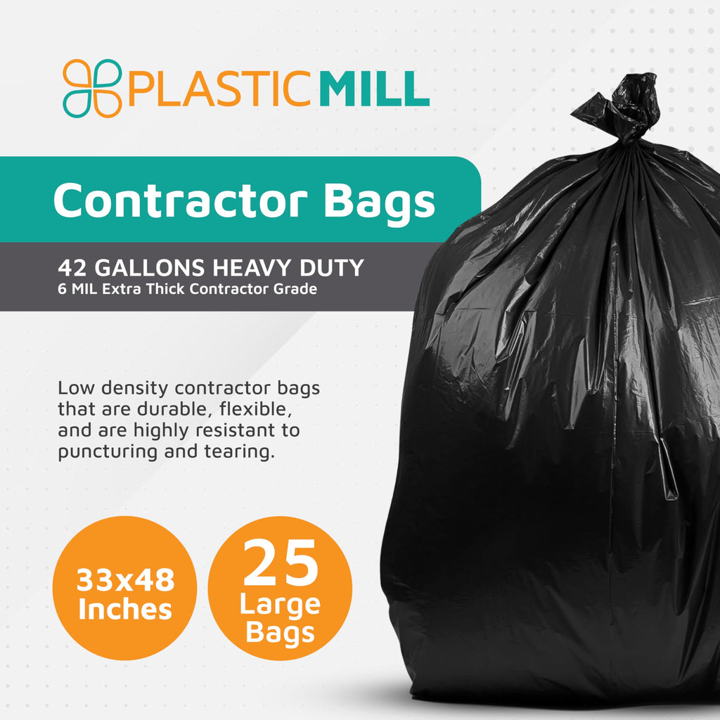 42-Gallon 6 Mil Black Heavy Duty Contractor Bags 25-Count D92168