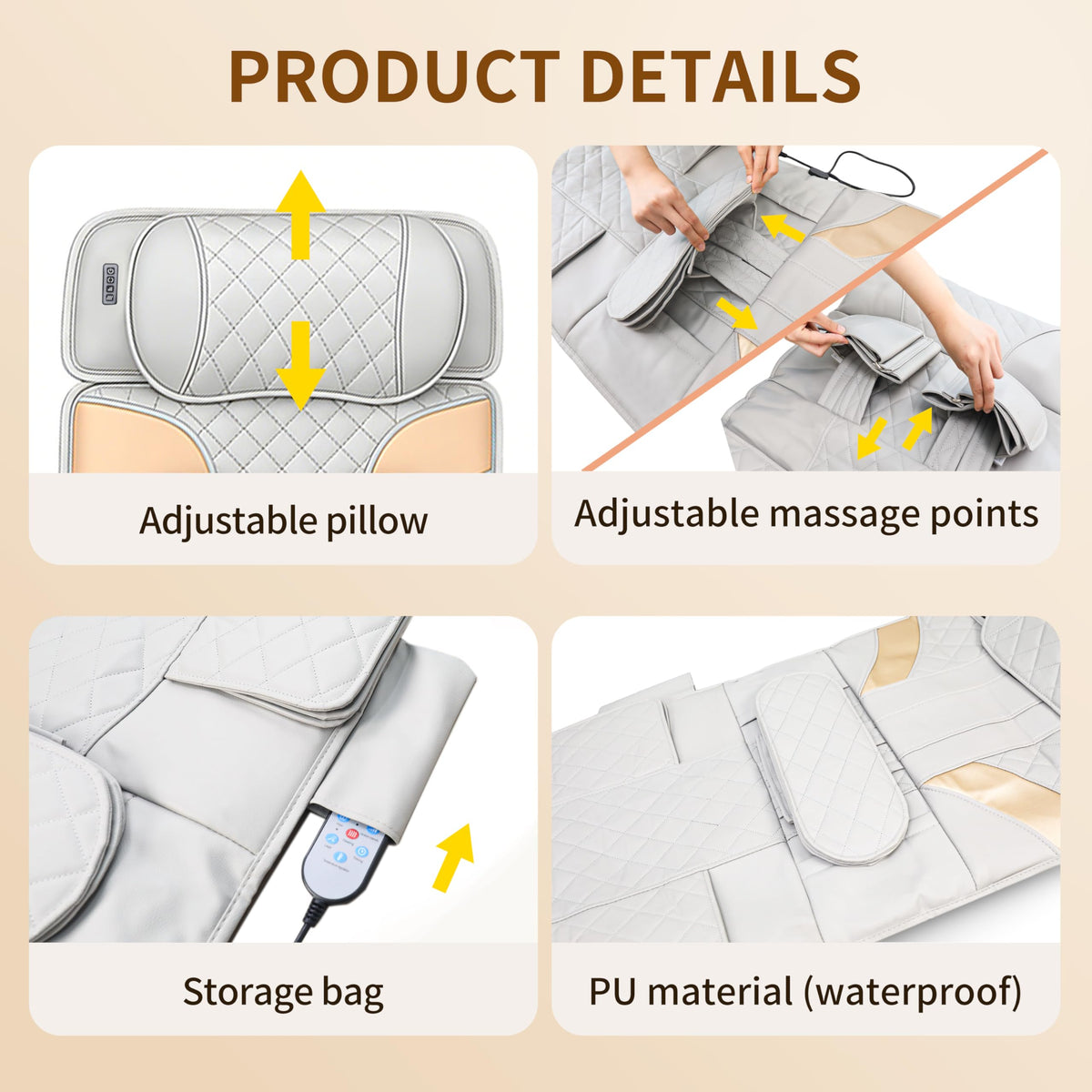 Heated Full Body Massage Mat with Movable Shiatsu Neck Massager H867428