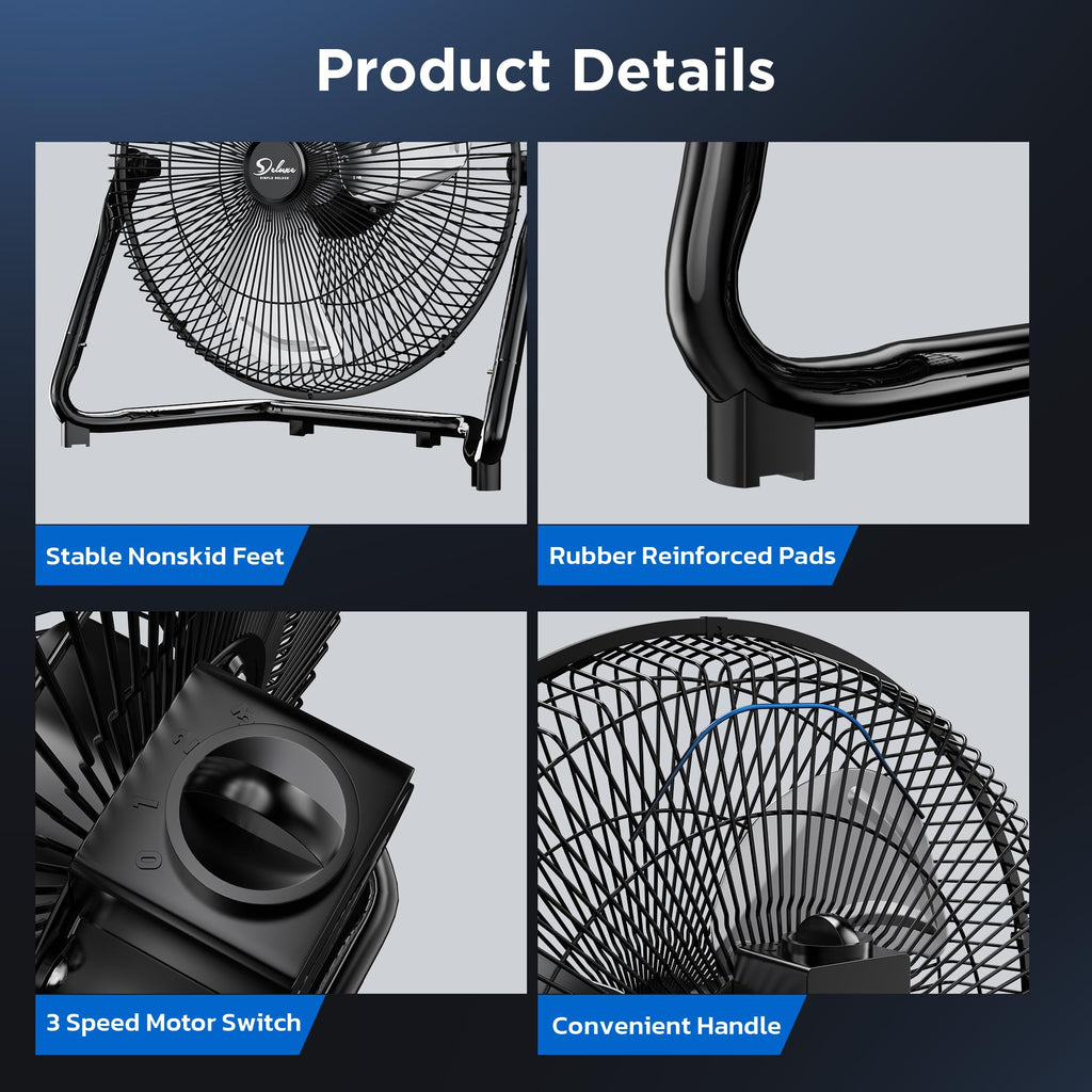 20 Inch 3-Speed Metal Industrial Floor Fan S303