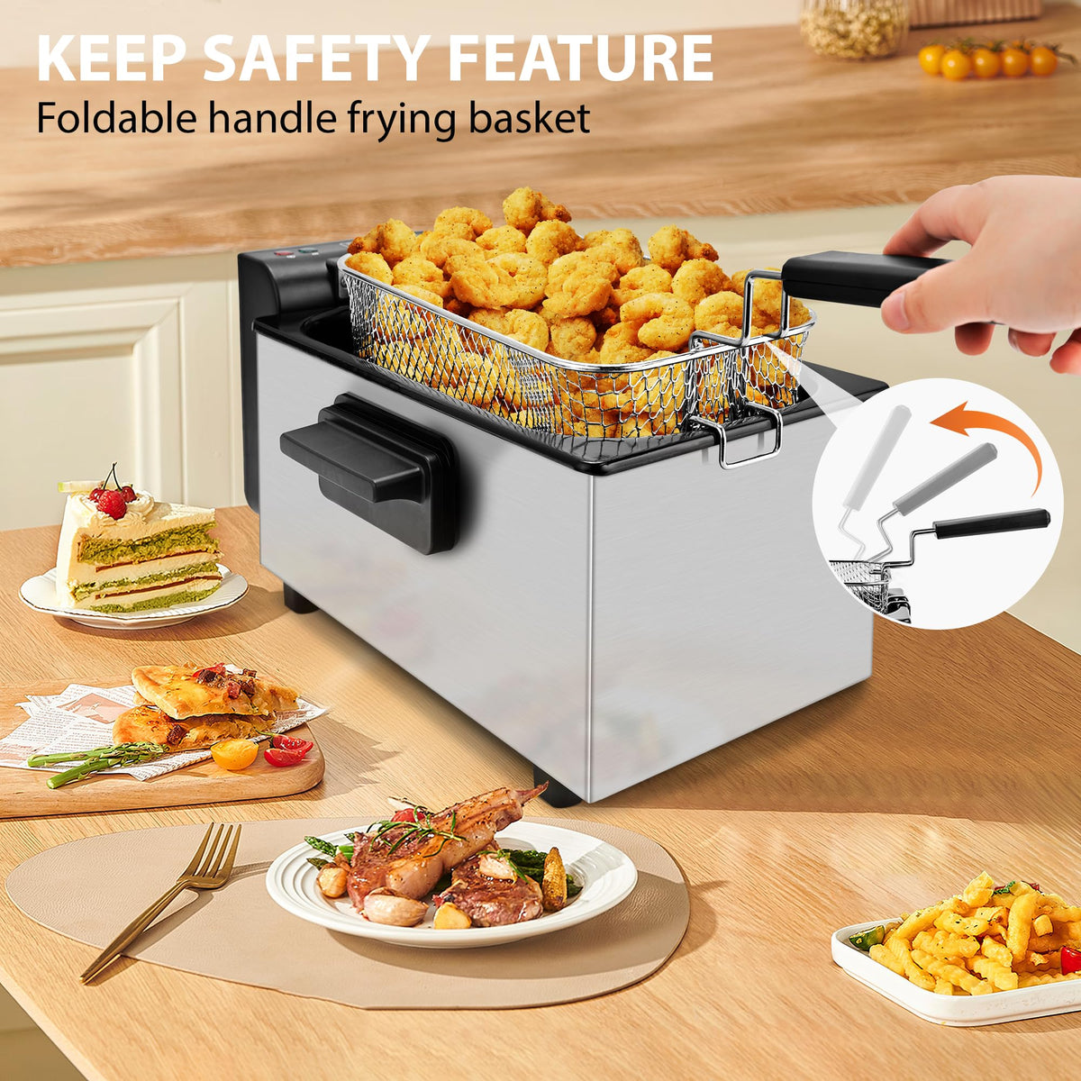 3L 1500W Deep Fryer with Adjustable Temperature G647154