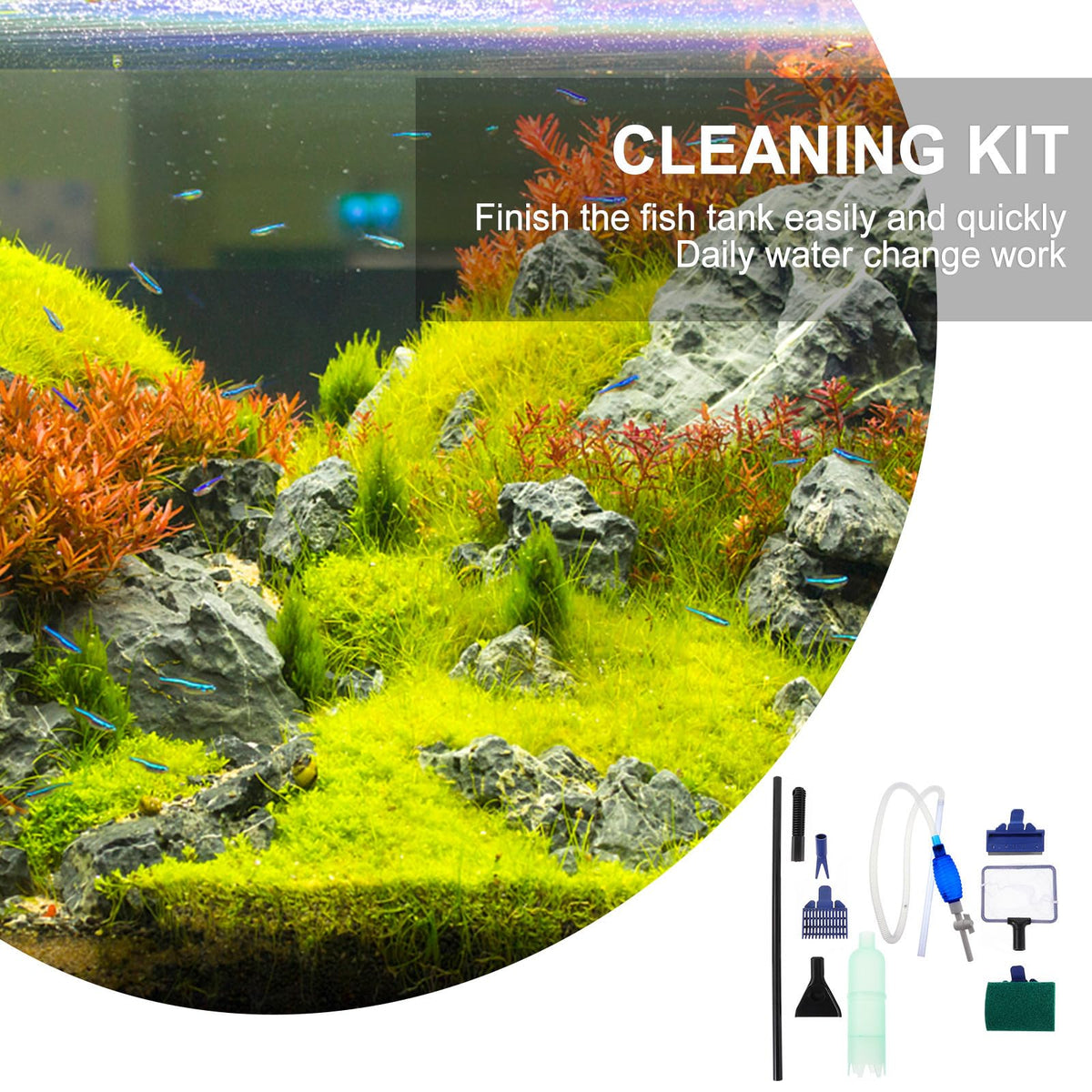 Fish Tank Water Changer Tool with Cleaning Brush Set M797420