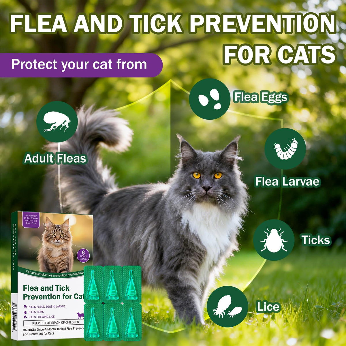 Flea and Tick Prevention for Cats Over 1.5 lbs C1574