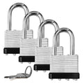 4 Pack Heavy Duty Laminated Padlocks with Same Key Q94847