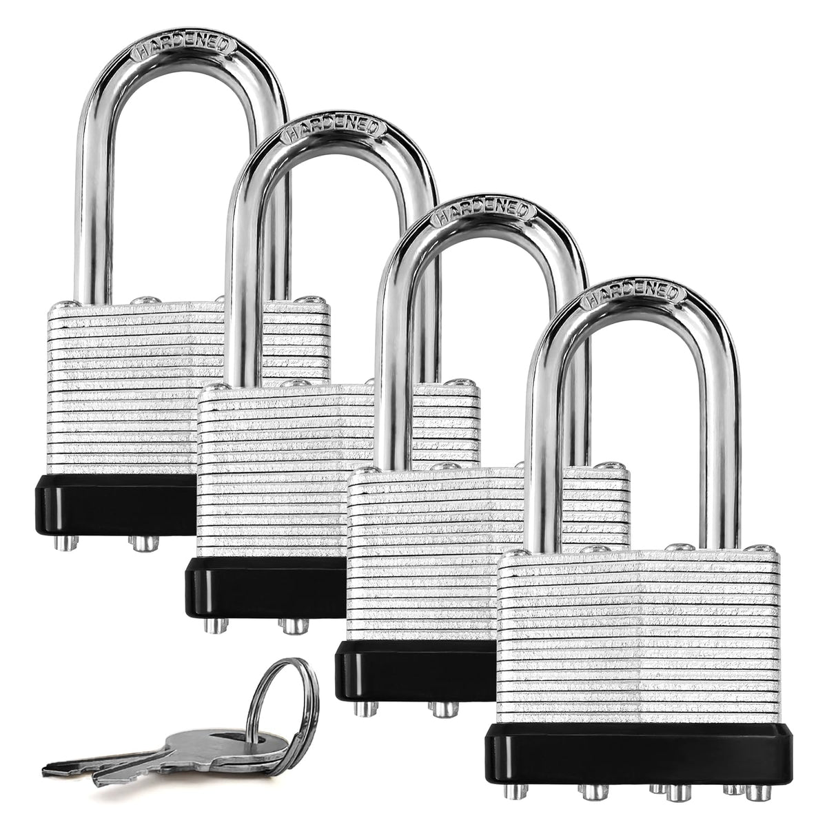 4 Pack Heavy Duty Laminated Padlocks with Same Key Q94847