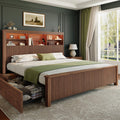 Queen Size Wood Bed Frame with 4 Storage Drawers D3545