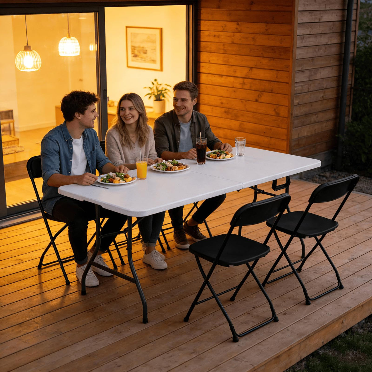 6FT White Folding Table with Steel Legs A518338