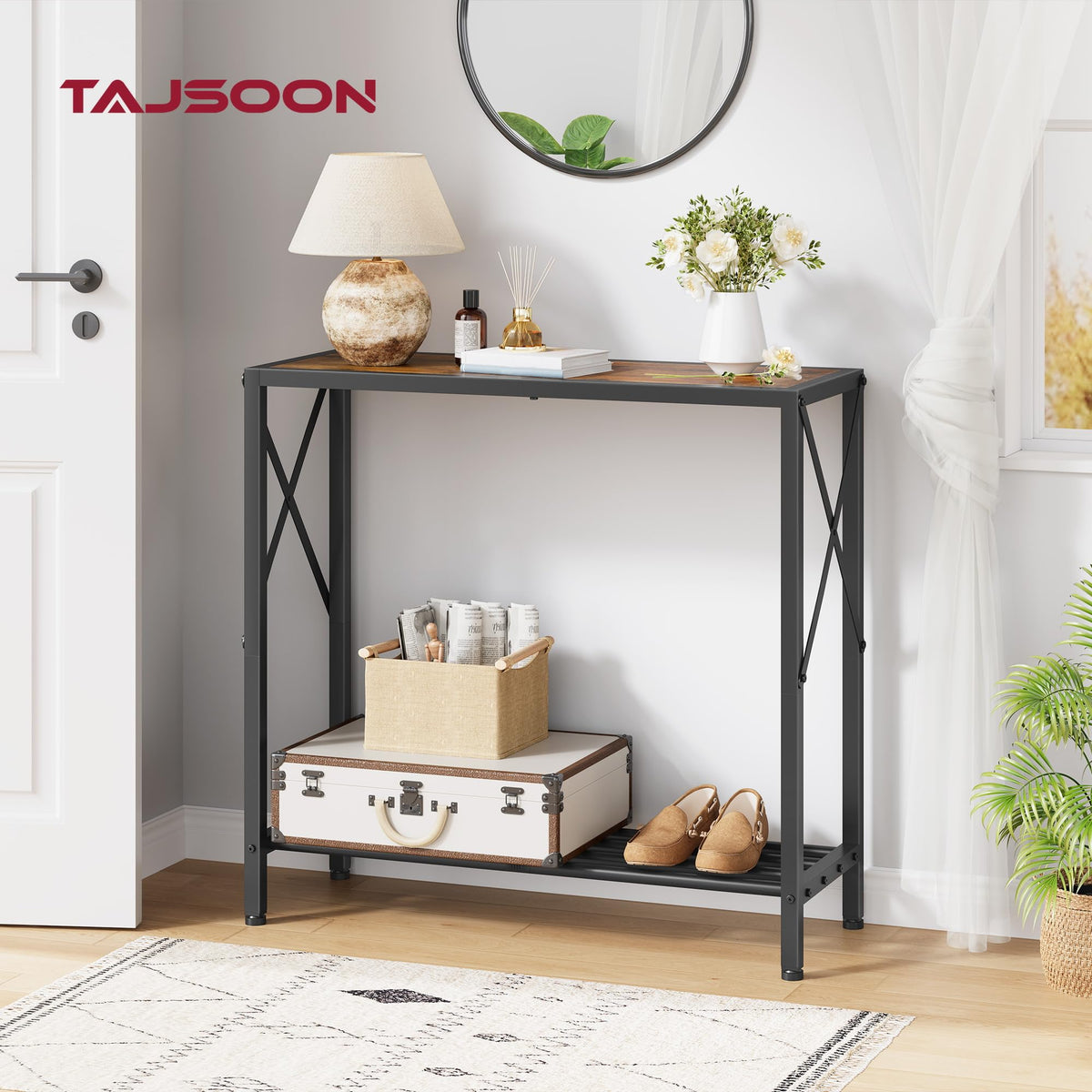 Console Table 2 Tier Narrow Rustic Brown B624384