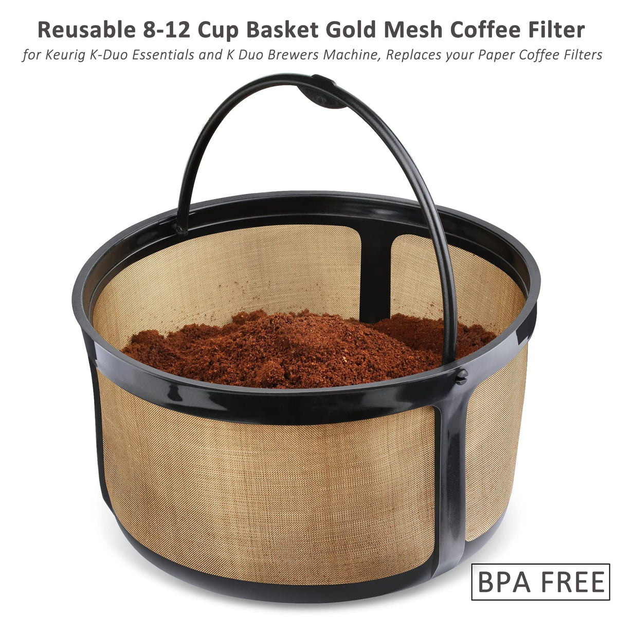 8-12 Cup Reusable Gold Mesh Coffee Filter A836116