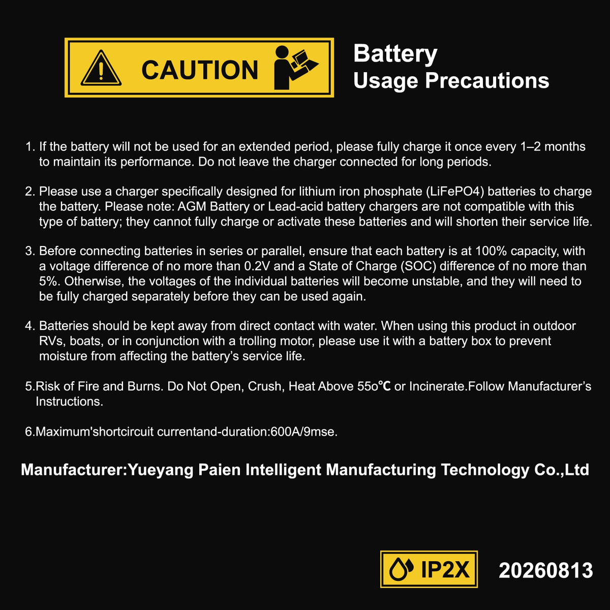 12V 100Ah LiFePO4 Lithium Battery 2-Pack J3932
