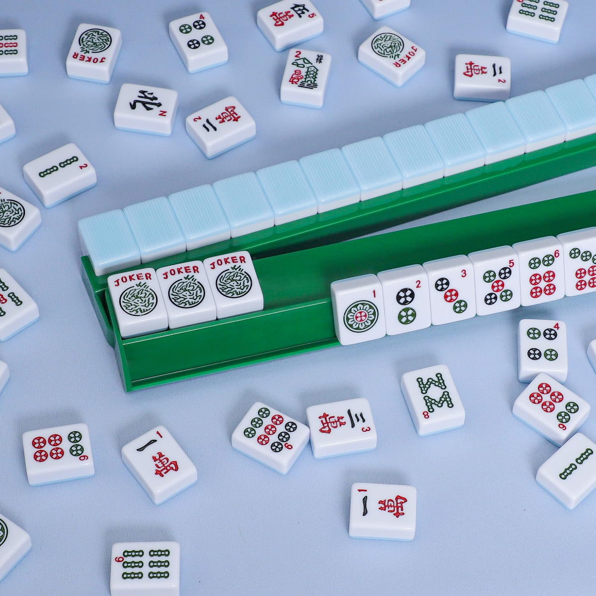 Green Mahjong Racks with Pushers 4 PCS E359