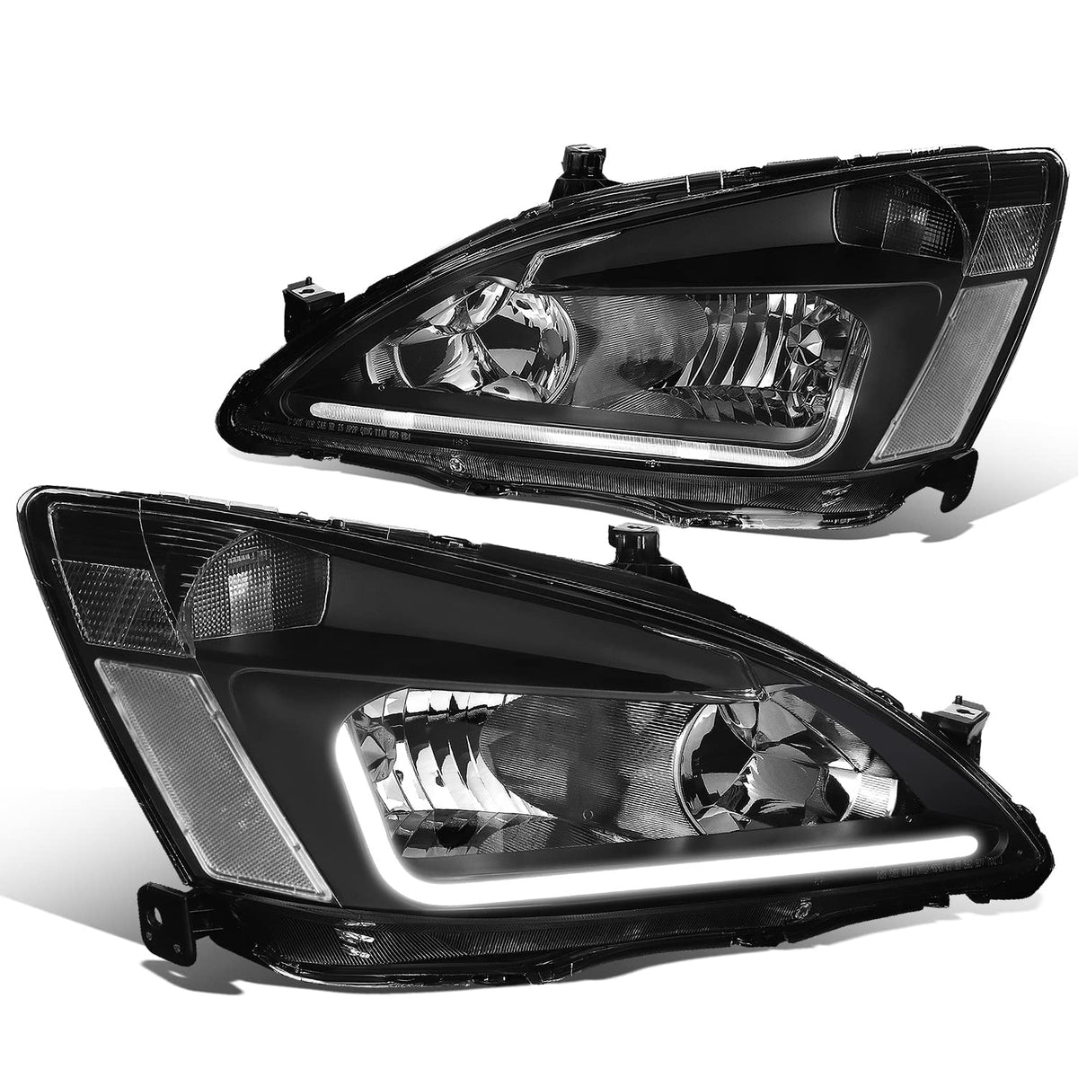 Black Headlight Assembly with LED Day Running Light P6038