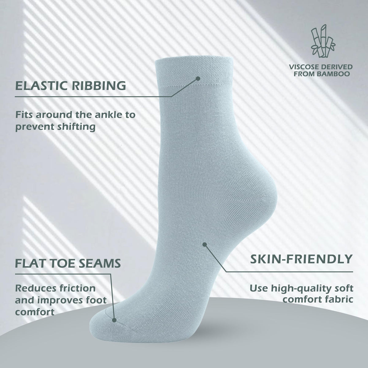 Viscose Bamboo Crew Socks 5 Pairs L7431