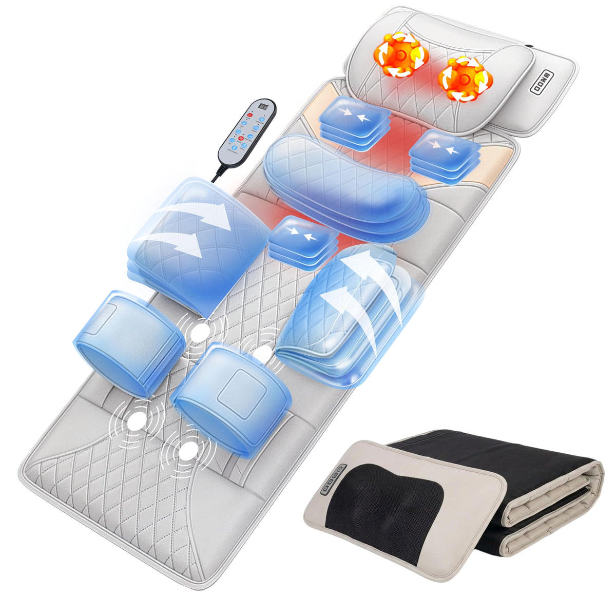 Heated Full Body Massage Mat with Movable Shiatsu Neck Massager H867428